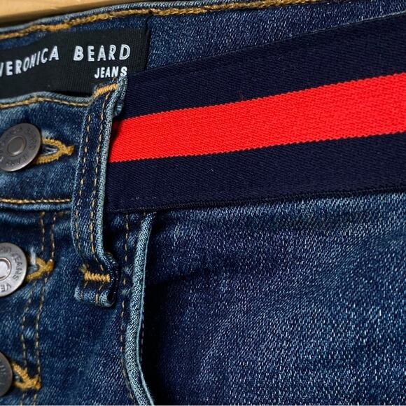 Veronica Beard Carolyn 10" Baby Boot Womens Size 26" Blue Tidal Tuxedo Waistband - Picture 7 of 16